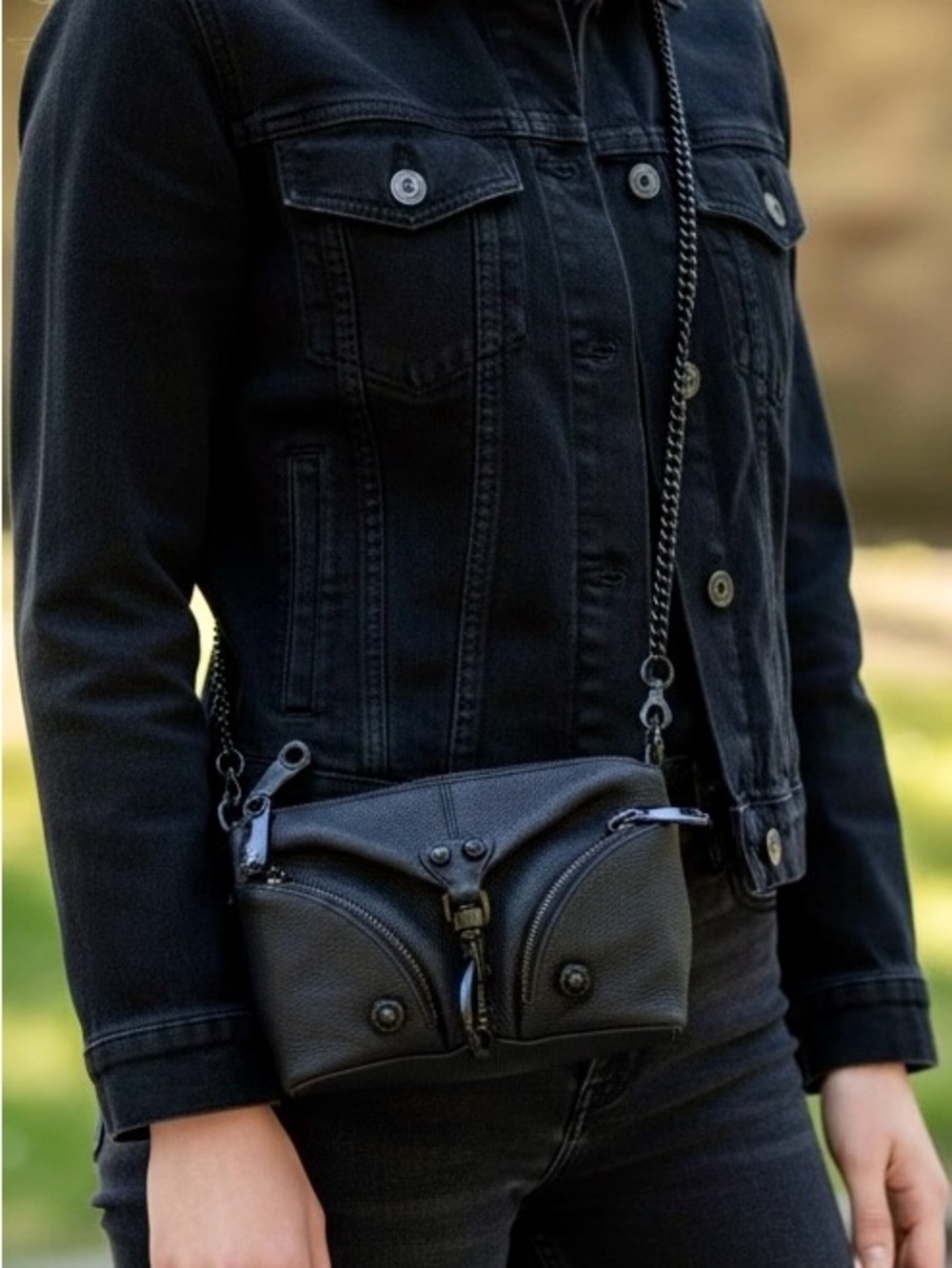 Rebecca Minkoff Mini Julian Black Leather Crossbody Bag Purse
